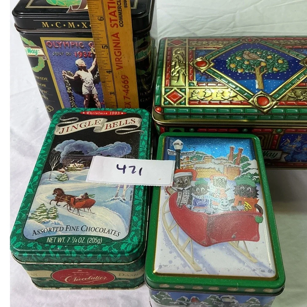 Lot of 5 Vintage Collectible Candy Chocolate Tins Milky Way Nestle Hershey Mix